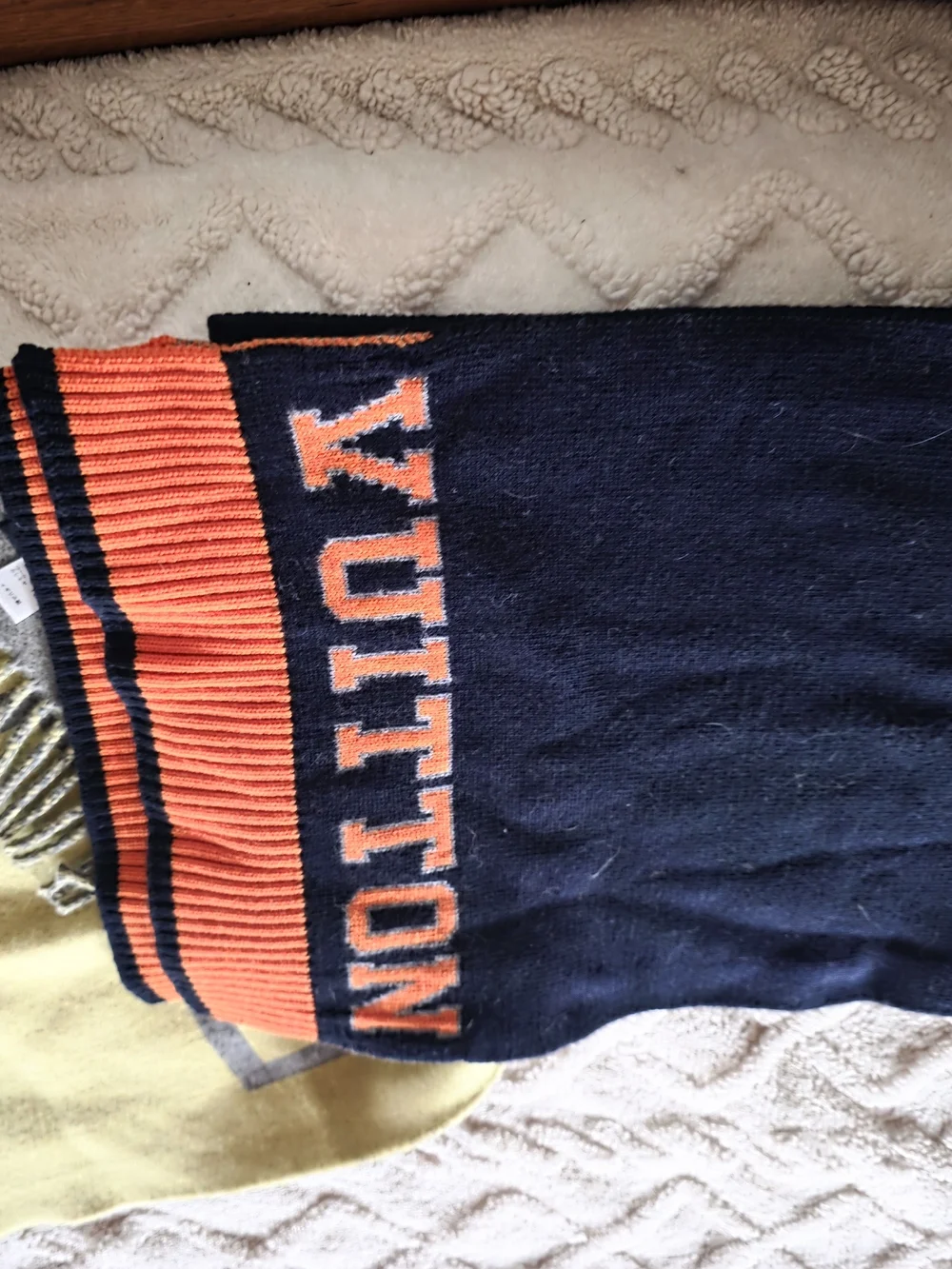 Louis Vuitton Navy and Orange Knit Logo Scarf